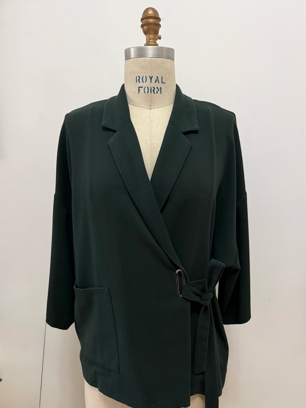 Forest Green Wrap Blazer with Tie Closure